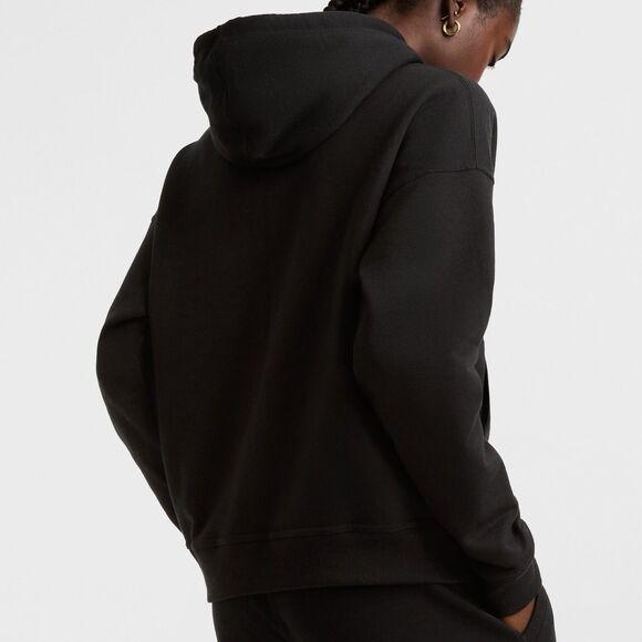 Champion Women's Black Powerblend Fleece Hoodie Script Logo Relaxed- Size Large - Picture 2 of 9